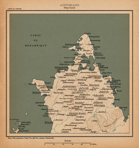 Vintage style map of Anivorano region